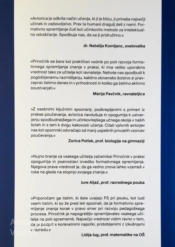 FORMATINO SPREMLJANJE ZNANJA V PRAKSI, Priročnik za učitelje