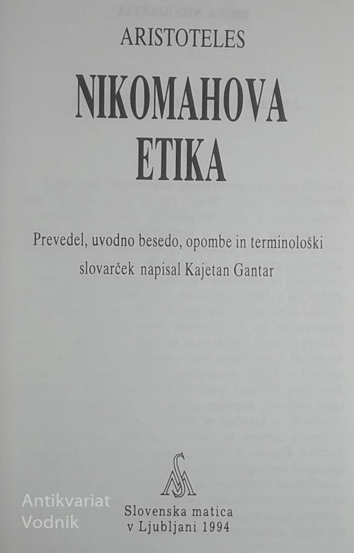 NIKOMAHOVA ETIKA, Aristoteles
