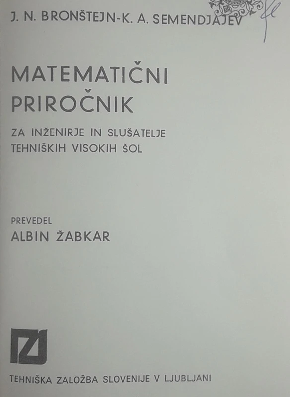 MATEMATIČNI PRIROČNIK, Bronštejn – Semendjajev