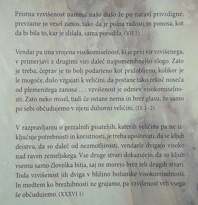 O VZVIŠENEM, Longin