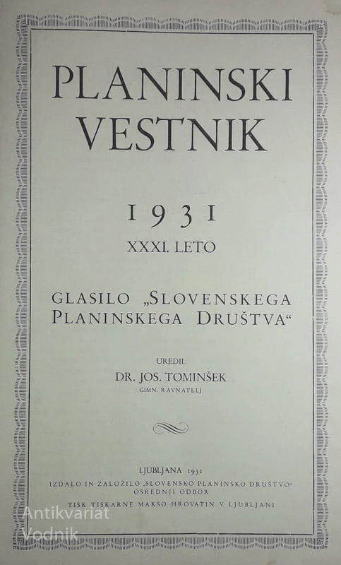 PLANINSKI VESTNIK 1931