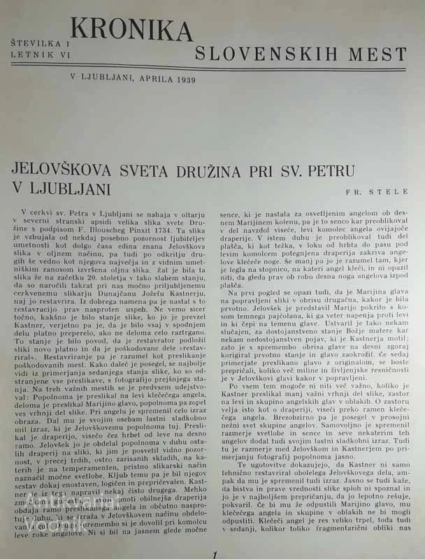 KRONIKA SLOVENSKIH MEST, dr. France Stele