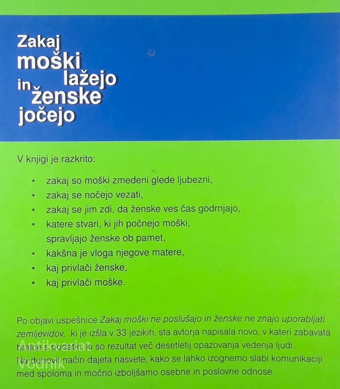 ZAKAJ MOŠKI LAŽEJO IN ŽENSKE JOČEJO, Allan in Barbara Pease