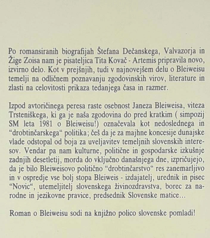 SLOVENSKI ORATAR; Dr. Janez Bleiweis, Tita Kovač Artemis