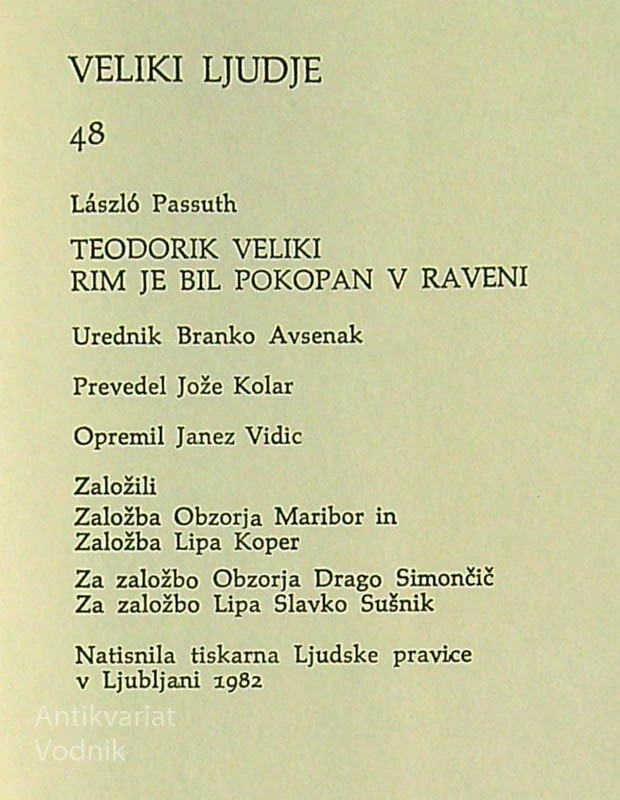 TEODORIK VELIKI, Lászlo Passuth