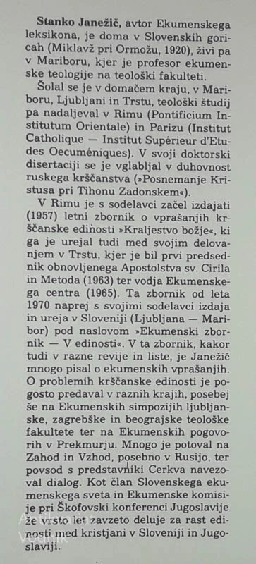 EKUMENSKI LEKSIKON, Stanko Janežič
