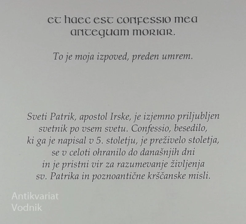 CONFESSIO; IZPOVED SVETEGA PATRIKA