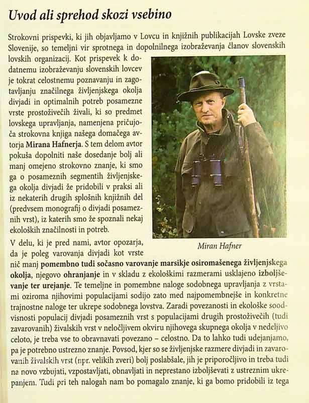 VAROVANJE IN UREJANJE ŽIVLJENJSKEGA OKOLJA DIVJADI, Miran Hafner