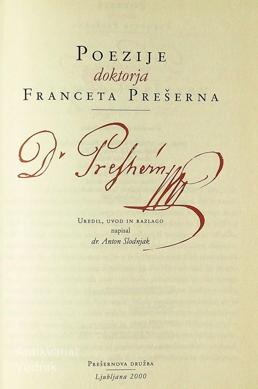 POEZIJE DOKTORJA FRANCETA PREŠERNA