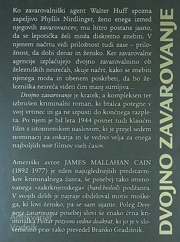 DVOJNO ZAVAROVANJE, James M. Cain