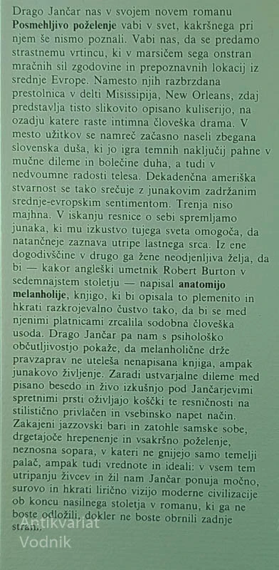 POSMEHLJIVO POŽELENJE, Drago Jančar