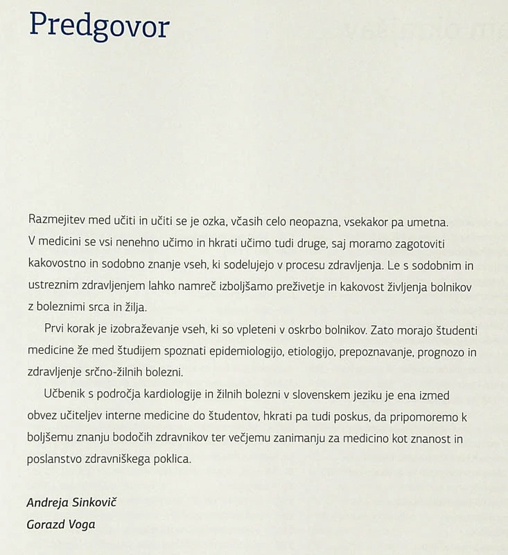 IZBRANA POGLAVJA O SRČNO-ŽILNIH BOLEZNIH, Andreja Sinkovič in Gorazd Voga