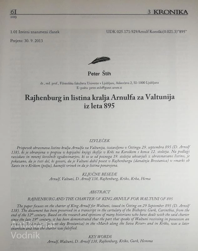 IZ ZGODOVINE GRADU RAJHENBURG, več avtorjev (KRONIKA 3)