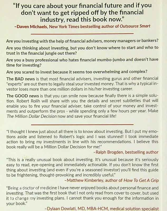 THE MILLION DOLLAR DECISION, Robert Rolih