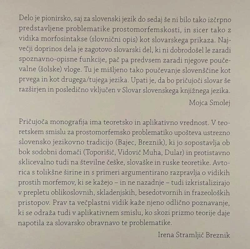 PROSTOMORFEMSKOST V SLOVENŠČINI, Andreja Žele