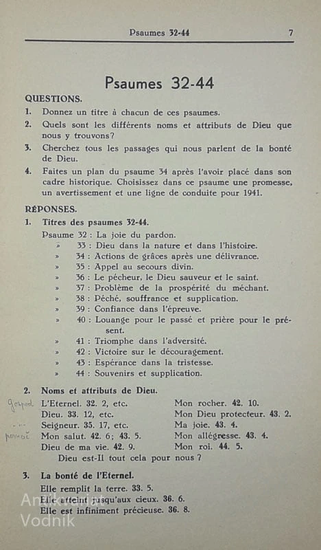 ETUDES BIBLIQUES D’APRES LA LISTE DE LA LIGUE POUR LA LECTURE DE LA BIBLE (I. – V)