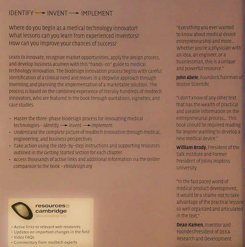 BIODESIGN; THE PROCESS OF INNOVATING MEDICAL TECHNOLOGIES, več avtorjev