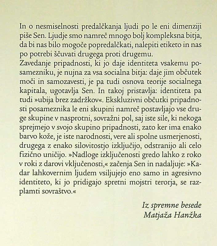 IDENTITETA IN NASILJE; ILUZIJA USODE, Amartya Sen