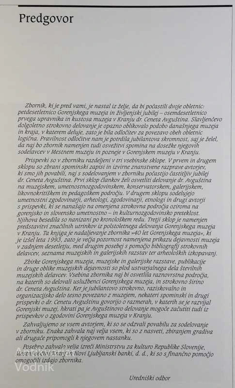 AVGUŠTINOV ZBORNIK, 50 let Gorenjskega muzeja