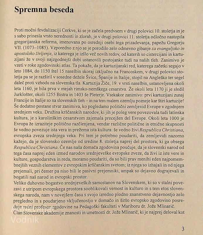 BISTRA KARTUZIJA, dr. Jože Mlinarič