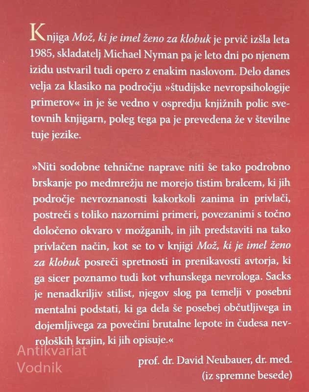 MOŽ, KI JE IMEL ŽENO ZA KLOBUK, Oliver Sacks