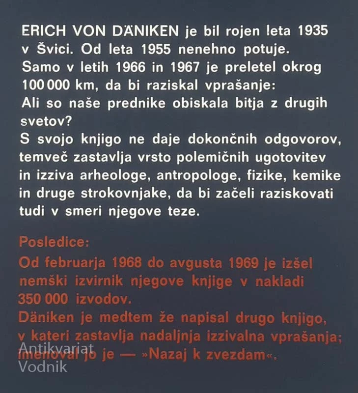 SPOMINI NA PRIHODNOST; NEREŠENE UGANKE PRETEKLOSTI, Erich von Daniken