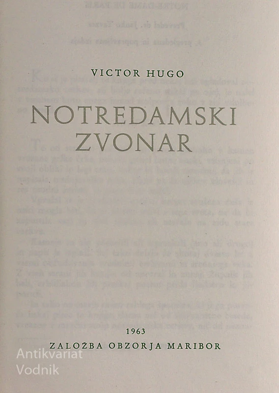 NOTREDAMSKI ZVONAR, Victor Hugo
