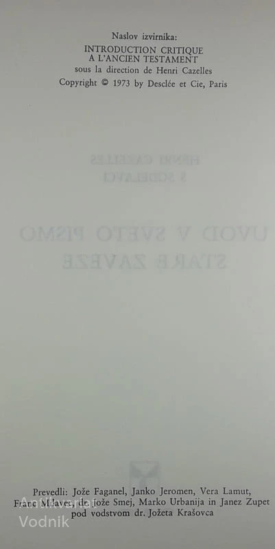 UVOD V SVETO PISMO STARE ZAVEZE