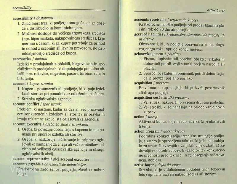 TERMINOLOŠKI SLOVAR TRŽENJA, več avtorjev