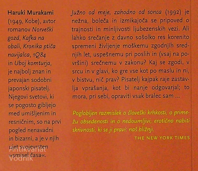 JUŽNO OD MEJE, ZAHODNO OD SONCA, Haruki Murakami