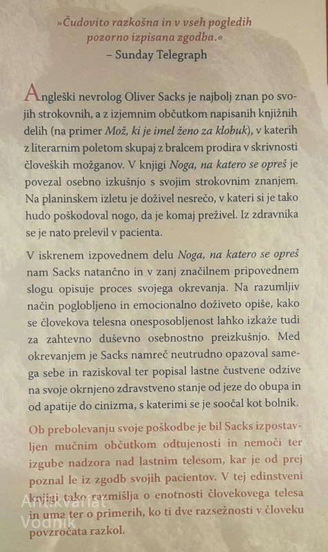 NOGA, NA KATERO SE OPREŠ, Oliver Sacks