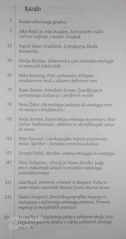 ANTROPOLOŠKI VIDIKI NAČINOV ŽIVLJENJA V MESTIH, več avtorjev