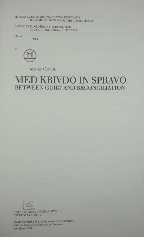 MED KRIVDO IN SPRAVO, Jože Krašovec