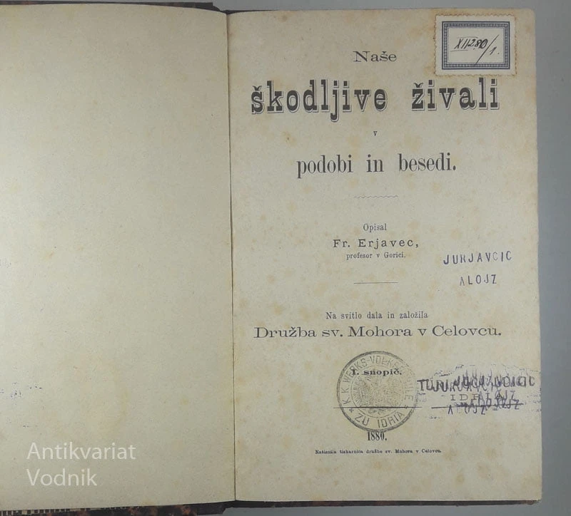 NAŠE ŠKODLJIVE ŽIVALI V PODOBI IN BESEDI, Fr. Erjavec
