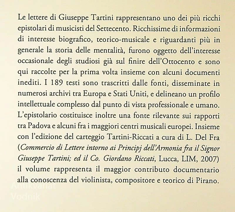GIUSEPPE TARTINI; PISMA IN DOKUMENTI