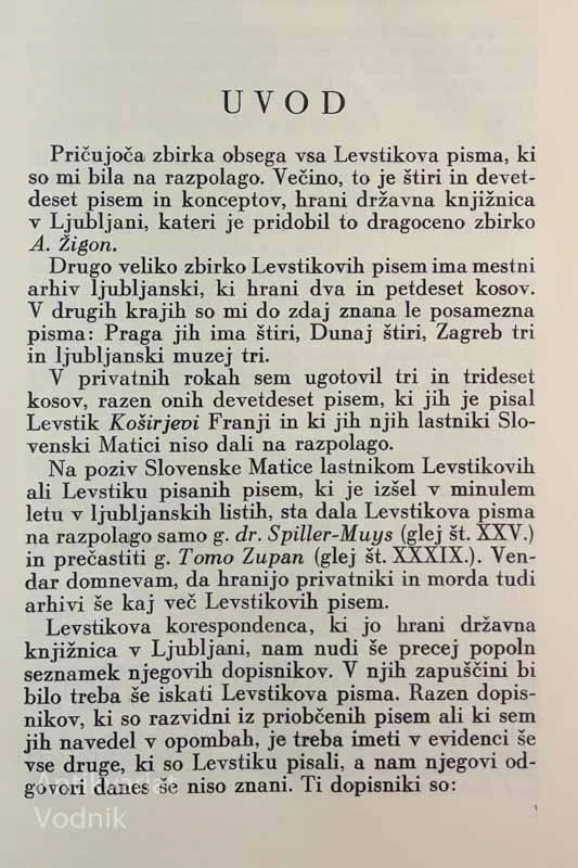 LEVSTIKOVA PISMA, uredil Avgust Pirjevec
