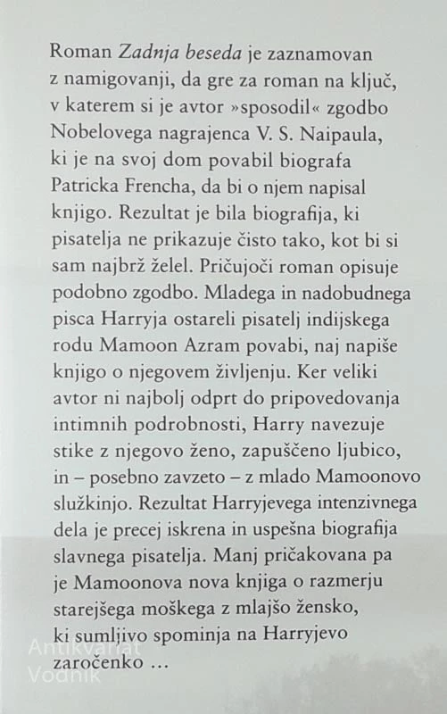 ZADNJA BESEDA, Hanif Kureishi