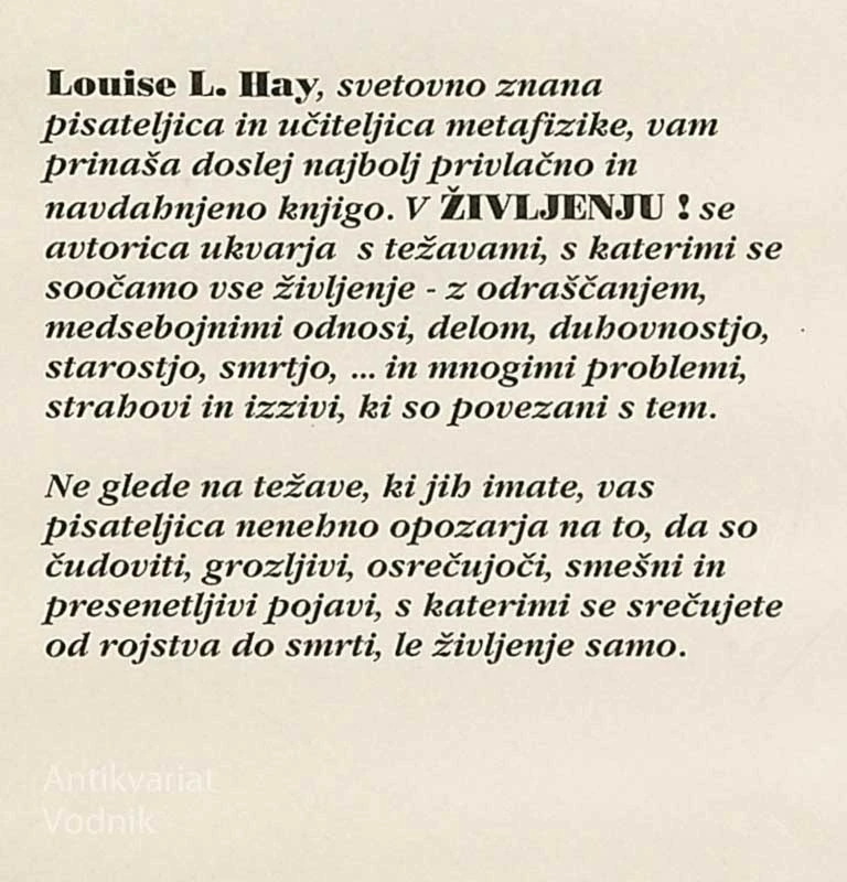 ŽIVLJENJE!; POT LJUBEZNI, Louise L. Hay