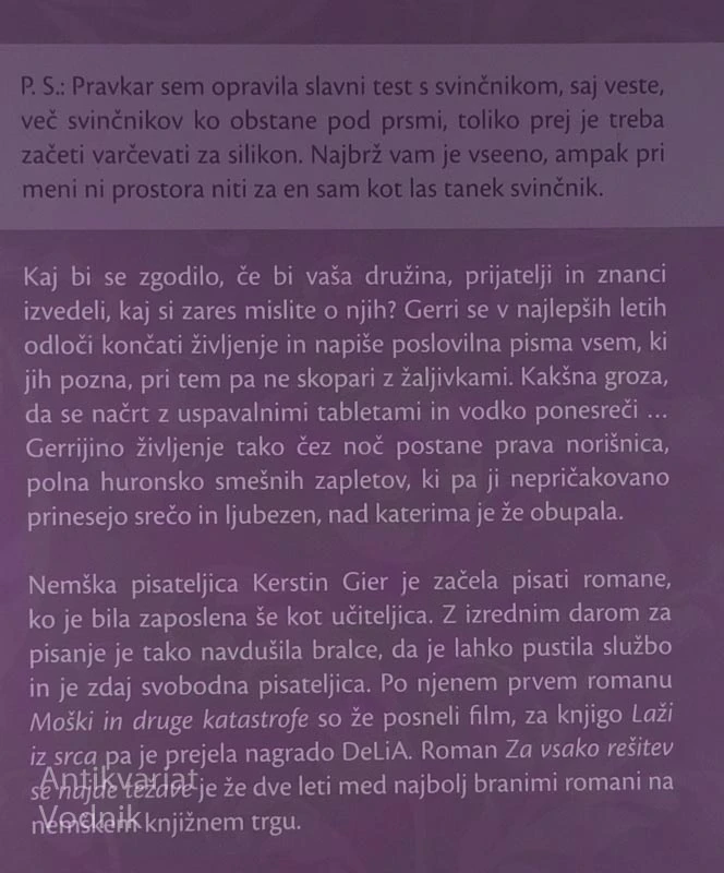 ZA VSAKO REŠITEV SE NAJDE TEŽAVA, Kerstin Gier
