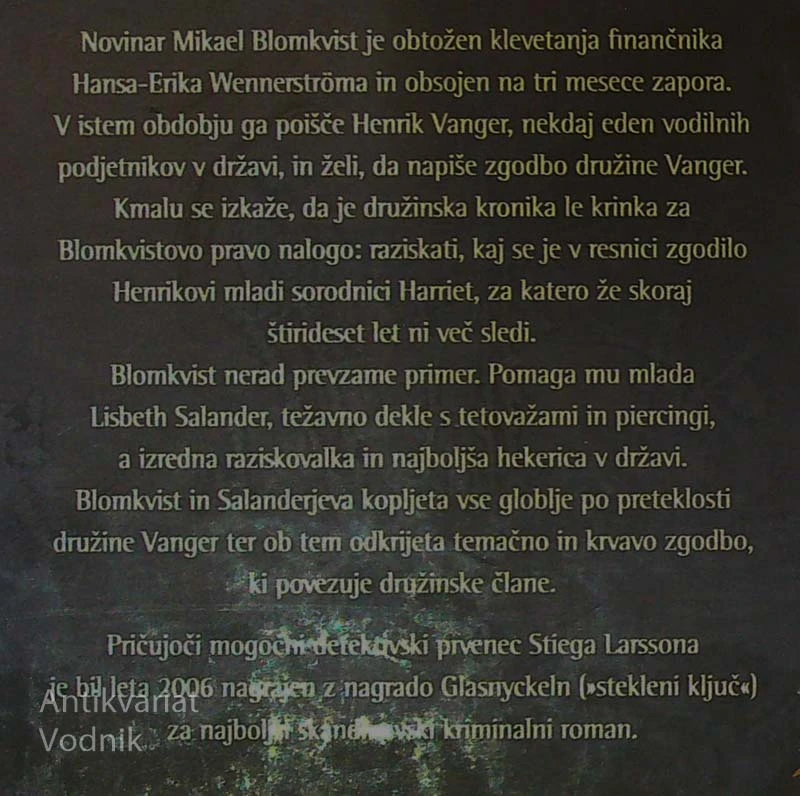 MOŠKI, KI SOVRAŽIJO ŽENSKE, Stieg Larsson