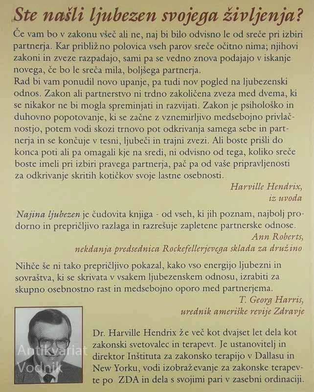 NAJINA LJUBEZEN; OD ROMANTIČNE LJUBEZNI DO ZRELEGA PARTNERSTVA, Harville Hendrix