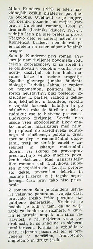 ŠALA, Milan Kundera