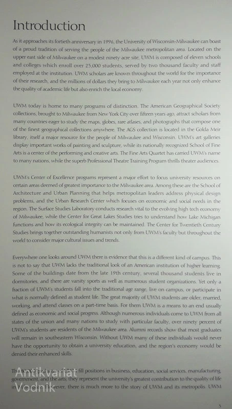 THE UNIVERSITY OF WISCONSIN-MILWAUKEE, A HISTORICAL PROFILE 1885-1992
