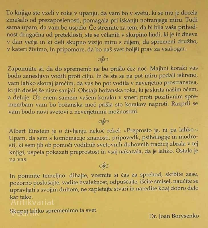 NOTRANJI MIR ZA BREZPOSELNE, Dr. Joan Borysenko