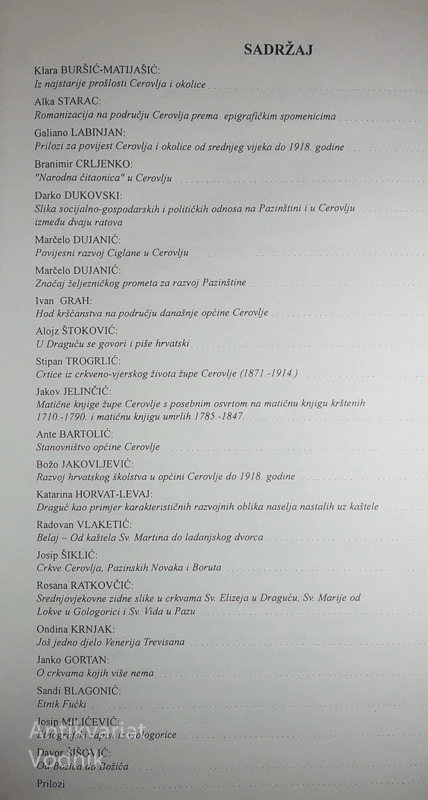 CEROVLJANSKI ZBORNIK; ZBORNIK RADOVA SA ZNANSTVENOG SKUPA CEROVLJE I OKOLICA OD PRAPOVIJESTI DO DANAS U POVODU OBILJEŽAVANJA 500. OBLJETNICE SPOMENA IMENA CEROVLJA, Josip Šiklić