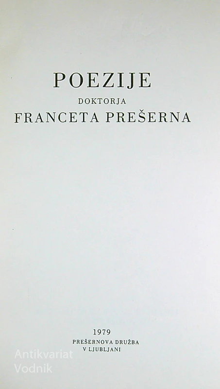 PREŠERNOVE POEZIJE, France Prešeren