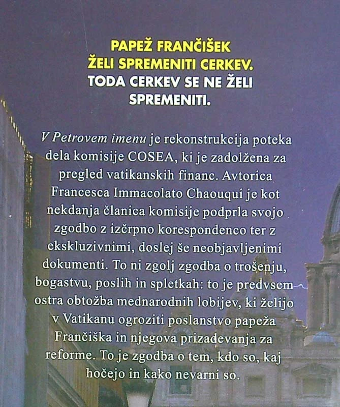 V PETROVEM IMENU; CERKVENO BOGASTVO, POSLI, SPLETKE IN ŠKANDALI, Francesca Immacolata Chaouqui