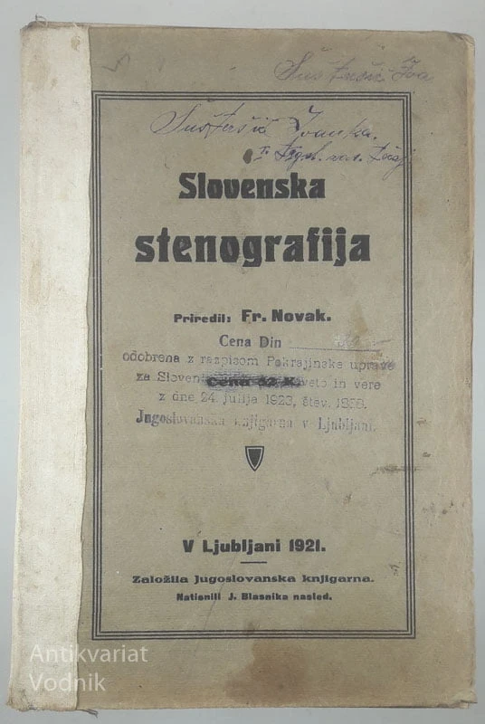 SLOVENSKA STENOGRAFIJA, priredil Fr. Novak