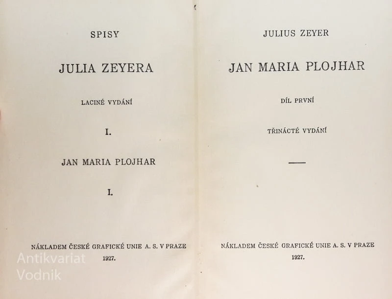 JAN MARIA PLOJHAR, Julius Zeyer (češki jezik)