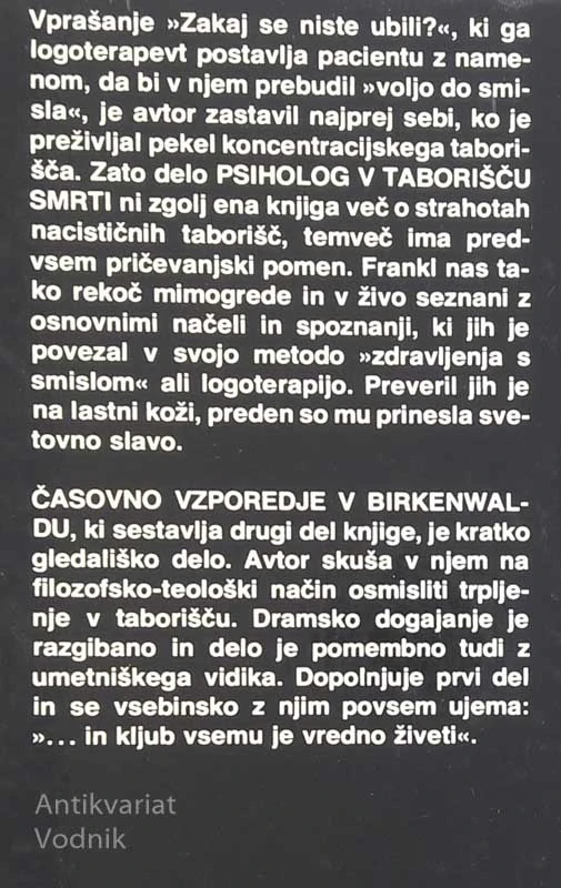PSIHOLOG V TABORIŠČU SMRTI, Viktor E. Frankl